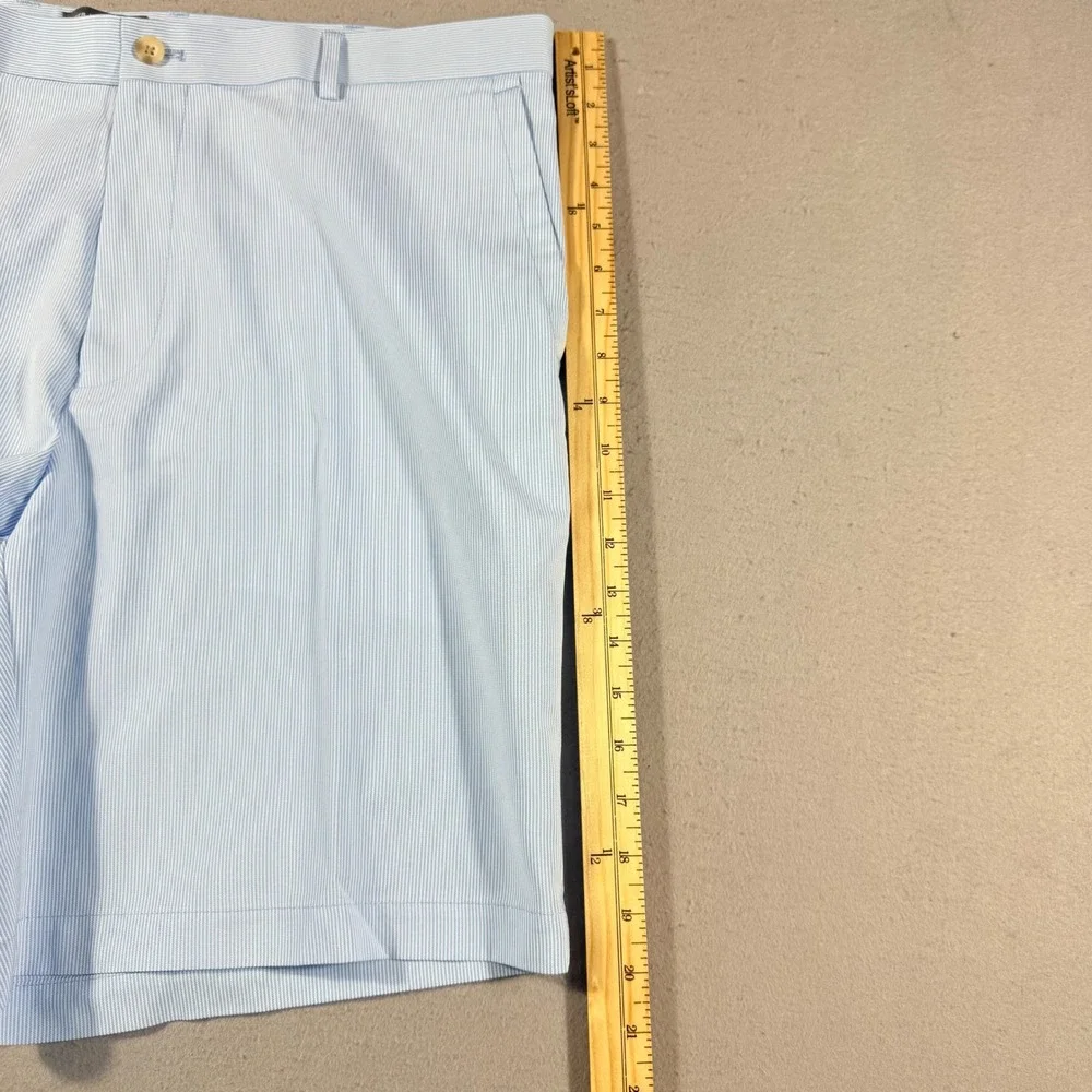 Peter Millar Wicking Golf Short Men 38 Blue White Stripe Crown Sport Performance